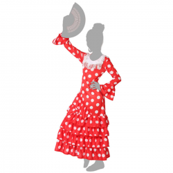 Disfraz de Flamenca Roja con Lunares para Niña