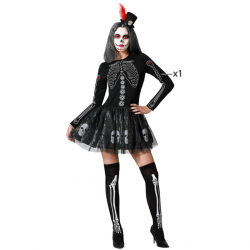 Disfraz Esqueleto Mujer con Falda Tul Brillante