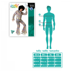 Disfraz Disco Multicolor para Hombre Adulto con Cinturón