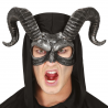 Media Máscara Negra y Plata con Cuernos