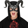 Media Máscara Negra y Plata con Cuernos