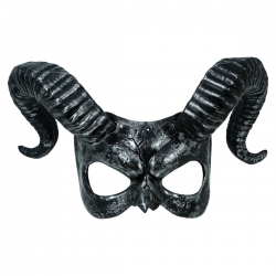Media Máscara Negra y Plata con Cuernos