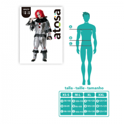 Disfraz de Payaso Macabro Gris para Hombre