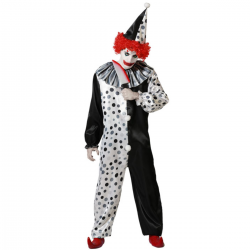 Disfraz Payaso Siniestro Blanco y Negro Unisex Adulto