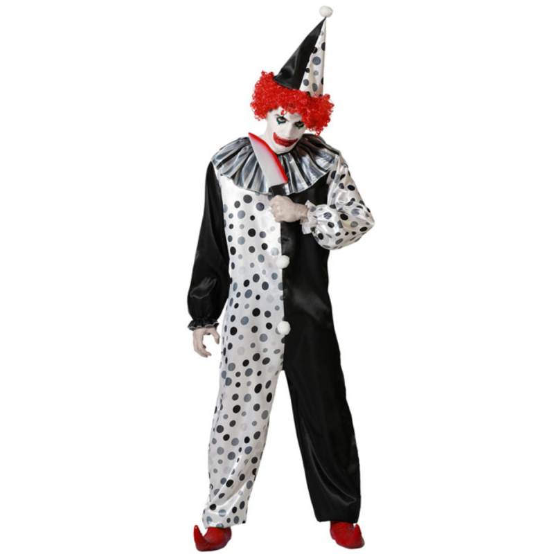 Disfraz Payaso Siniestro Blanco y Negro Unisex Adulto