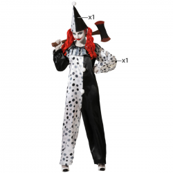 Disfraz Payaso Siniestro Blanco y Negro Unisex Adulto