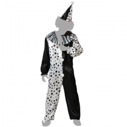 Disfraz Payaso Siniestro Blanco y Negro Unisex Adulto