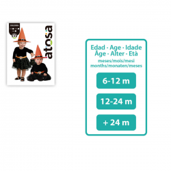 Disfraz Bruja Bebé con Sombrero Naranja y Vestido Estrellado