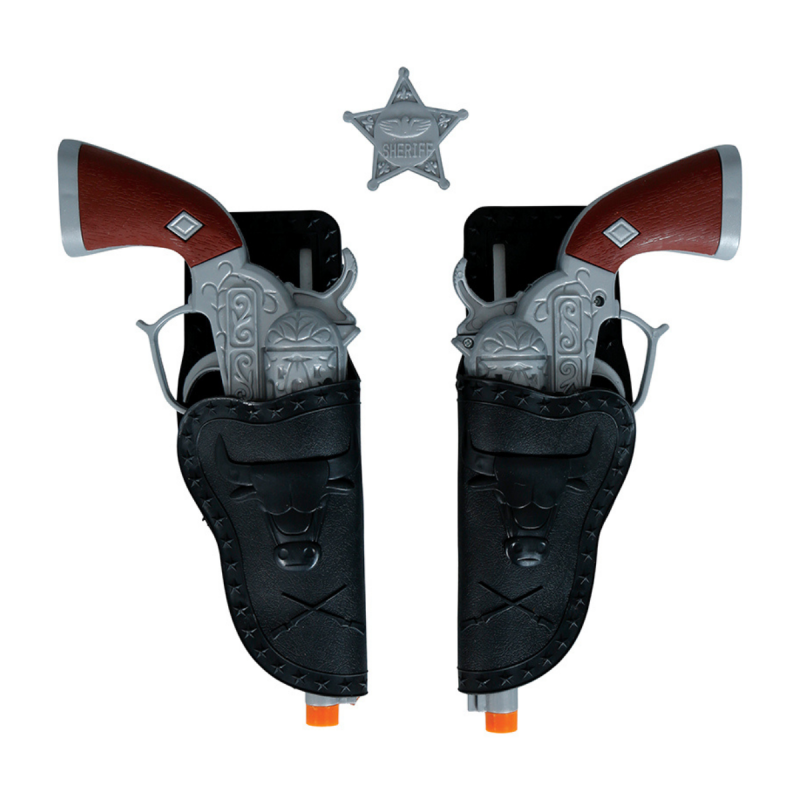 Par de Cartucheras con Pistolas y Placa de Sheriff – 24 cm