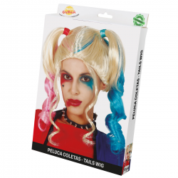 Peluca de Coletas Bicolor Harley Quinn