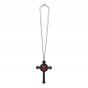 Collar Cruz Gótica con Gemas Rojas