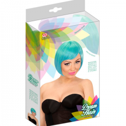 Peluca corta verde azul