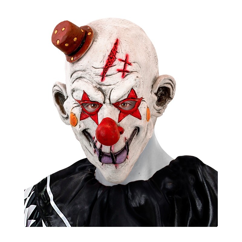 Máscara Cabeza Completa Payaso Asesino con Mini Sombrero