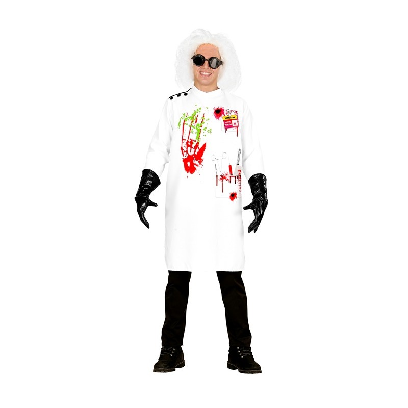 Disfraz de Científico Loco Adulto con Bata y Guantes