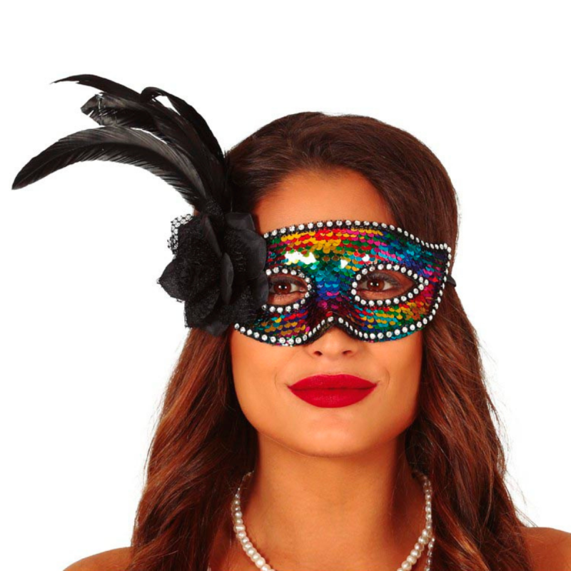 Antifaz Multicolor con Pluma