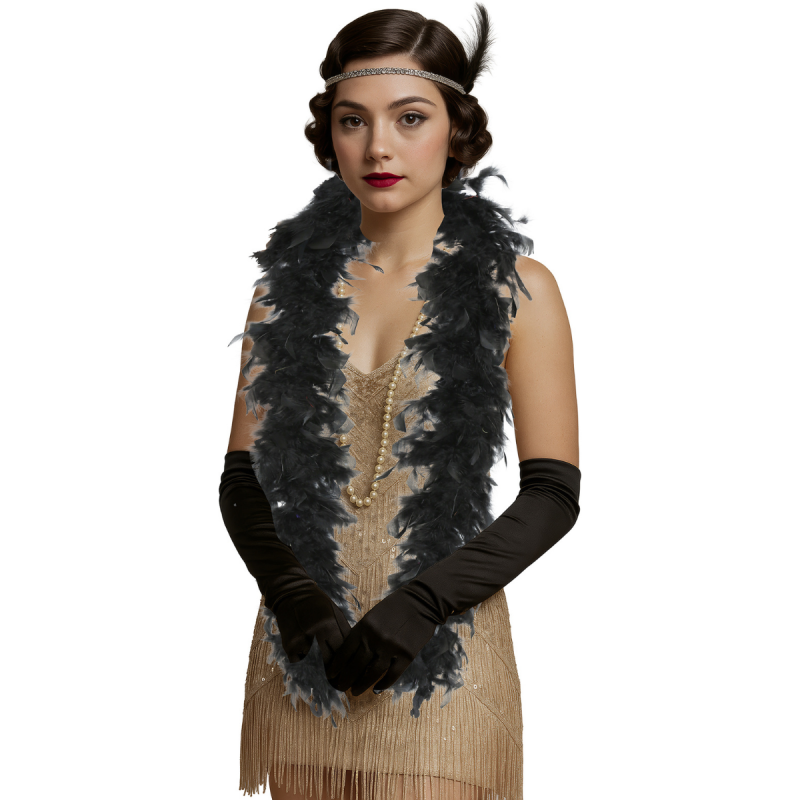 Boa Negra de Plumas Años 20