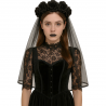 Diadema Velo Negro con Flores Negras