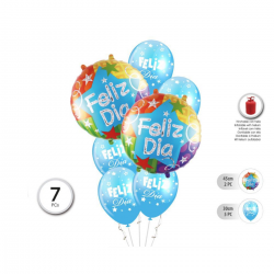 Set Azul Feliz Día 7 Globos