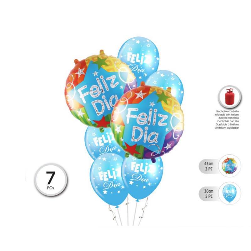 Set Azul Feliz Día 7 Globos
