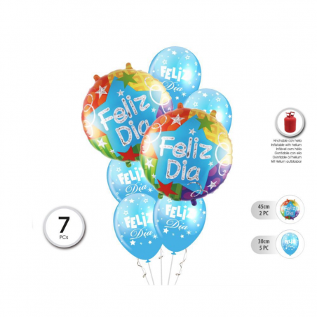 Set Azul Feliz Día 7 Globos