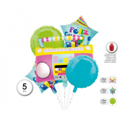 Set Globo Mylar Grabadora 5 Piezas