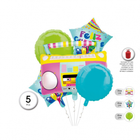 Set Globo Mylar Grabadora 5...