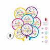 Set Globo Mylar Feliz Cumpleaños 8 Piezas 45 cm