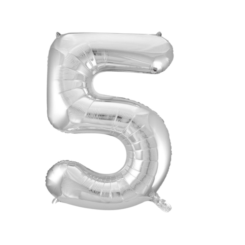 Globo Foil Número 5 Plata 110 cm