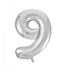 Globo Foil Número 9 Plata 110 cm
