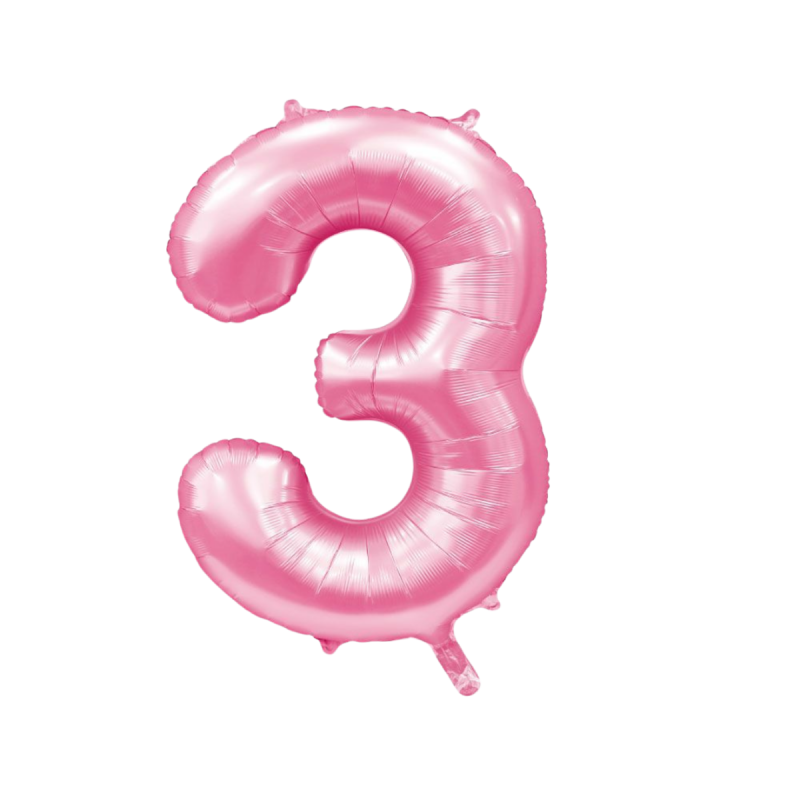 Globo Foil Número 3 Rosa Baby 110 cm