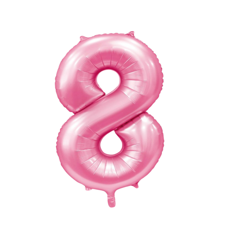 Globo Foil Número 8 Rosa Baby 110 cm
