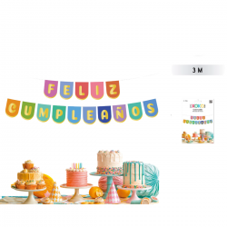 Banderines Feliz Cumpleaños Multicolor 3M