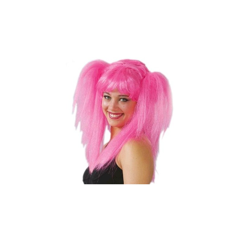 Peluca con Coletas Rosa