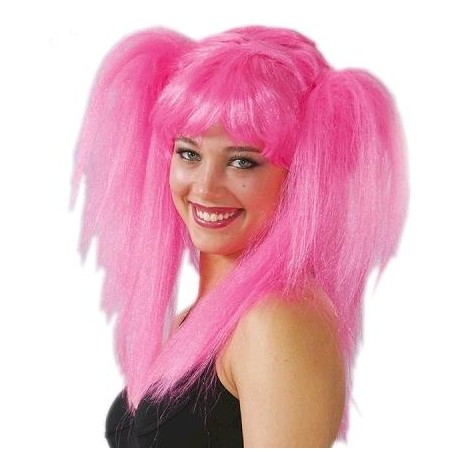 Peluca con Coletas Rosa