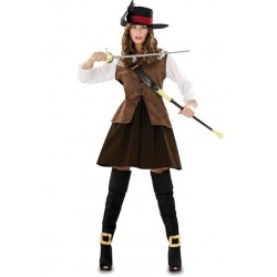 Disfraz de Mosquetera Marrón para mujer