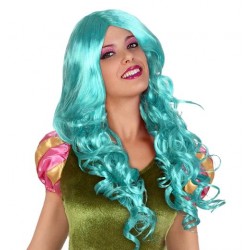 Peluca Turquesa Larga Ondulada