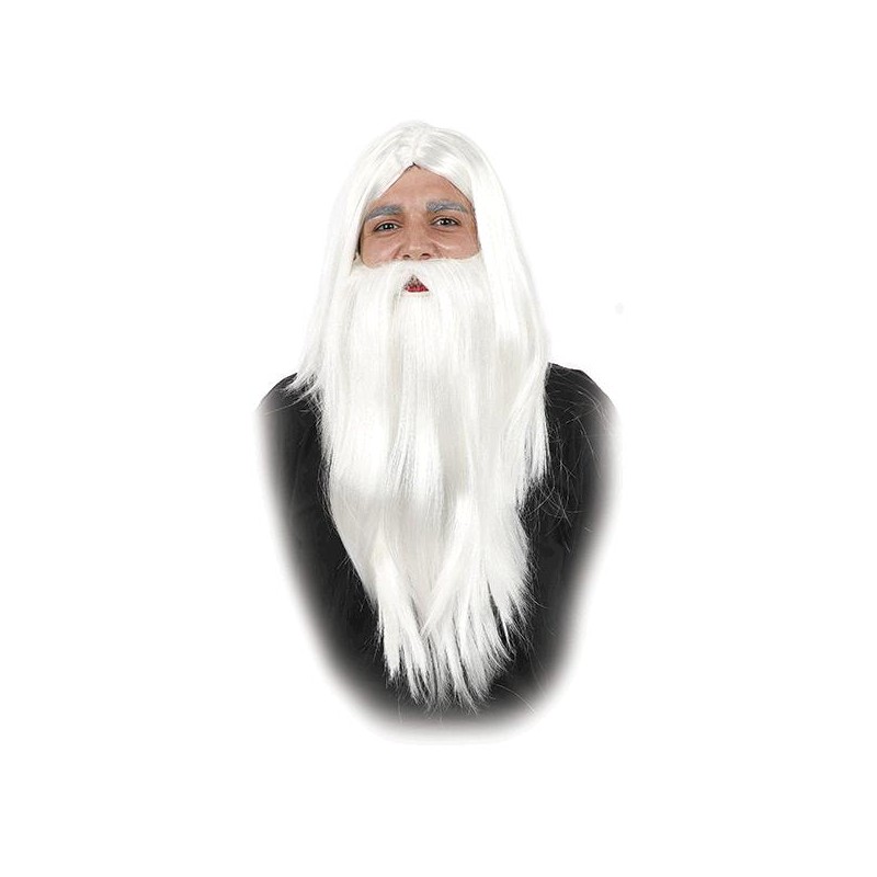 Peluca y Barba de Mago Blanca