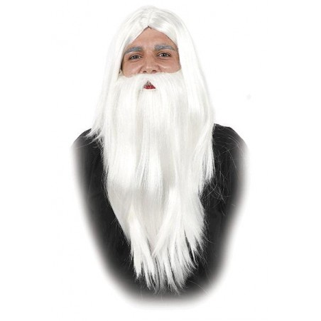 Peluca y Barba de Mago Blanca